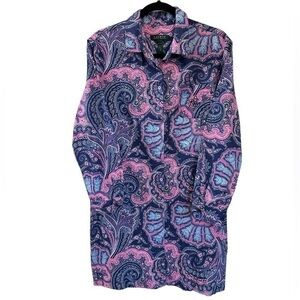 Lauren Ralph Lauren Night‎ Gown Sleep Shirt Blue Pink Paisley Women’s Medium